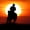 Sunset Cowboy, variant on Elephant Stock Cowboy Of Monument Valley Wall Art - Horizontal Canvas Wall Art - Living Room Wall Decor - Our America Canvas - Brown And Gray Decor - 12" x 8"