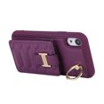 thumbnail image 6 of Nalacover Ring Holder Kickstand Case for iPhone XR 6.1" Crossbody Wallet Case with Credit Card Slots, Lanyard Shoulder Strap Premium PU Leather Wrist Hand Strap Cover, Deeppurple, 6 of 10