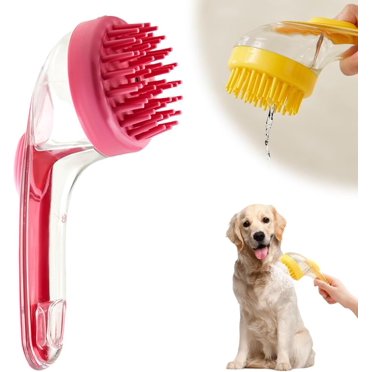 Tingzi  Pet Bath Brush with Shampoo Dispenser, 2025 New Dog Bath Brush Soft Silicone Bristle for Bathing Pets Grooming Massage Brush