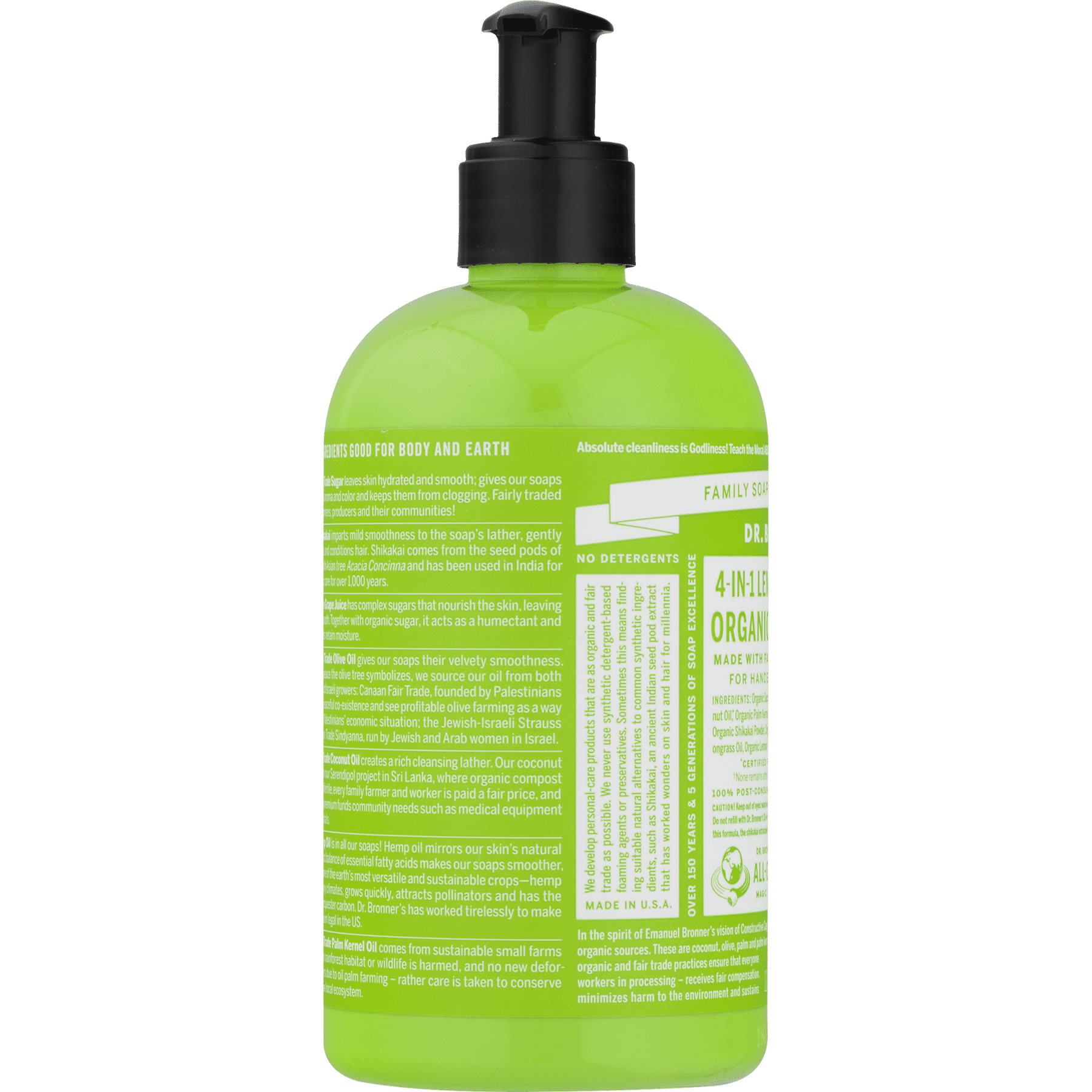 Dr. Bronner's Lemongrass Lime Sugar Pump Soap - 12 oz