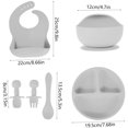 thumbnail image 3 of HSHDLDF Set of 6 Baby Feeding Set, Silicone Tableware Food Grade Infant Dinnerware BPA Free Led Weaning Supplies, Non-Slip Self Utensils Suction Bowls＆Adjustable Bib for Toddlers Kids (Light Gray), 3 of 7