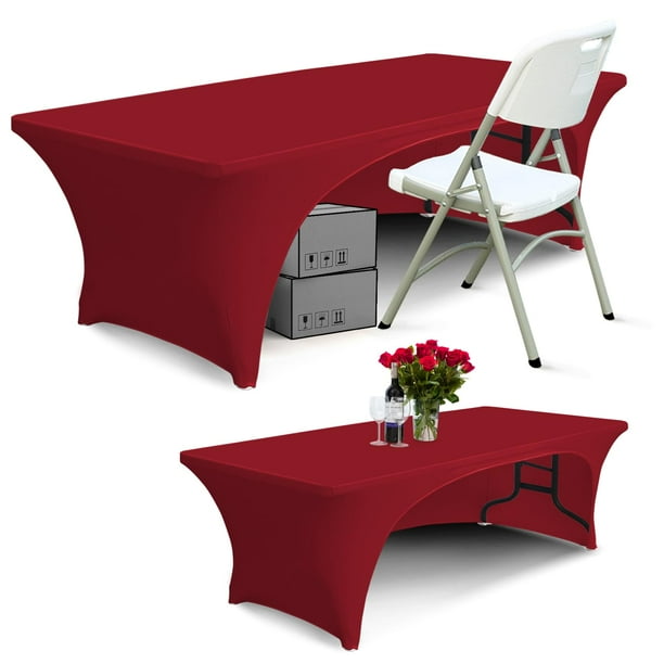 Mantel ABCCANOPY Spandex de 6 pies rojo para mesas rectangulares