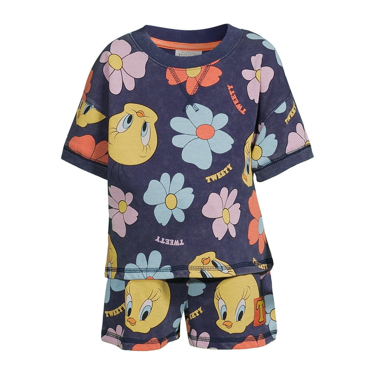 12M-5T Shorts Tee Set, Girls Toddler Sizes Looney and Tunes 2-Piece,