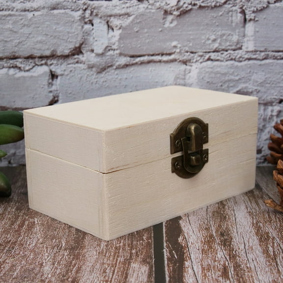 HEMOTON Wooden Jewelry Box Simple Rustic Jewelry Organizer Storage Box Case (Wood Color)