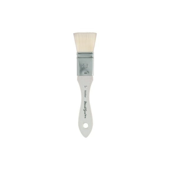 Creative Mark Mimik Synthetic Goat Hair Mottler Paint Brush 1" - Short Handle Flat Watercolor Brush- Soft, Absorbent, Synthetic Paint Brush for Watercolor, Oil & Acrylic- Rust-Proof Ferrule- Handmade