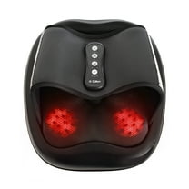 Zyllion Shiatsu Foot Massager with Heat - 3D Deep Tissue Kneading Rolling Massage Machine with Compression for Feet, Plantar Fasciitis, Muscle Pain Relief and Fits Up to Size 13 - Black (ZMA-31-BK)