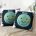 thumbnail image 3 of LALILO Throw Pillow Covers Cartoon Funny Space Shuttle Earth Cushion Cover 18" x 18", 2 Pack, 3 of 6