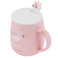 thumbnail image 2 of Taza de cerámica con patrón de dibujos animados, taza de café con agua y tapa, cuchara para uso en el hogar y la Oficina, color rosa, 2 of 8