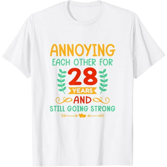 Each Other for 28 Years 28th Anniversary Happy Husband Wife T-ShirtMen and women, Black T-shirt, size: Extra large S-4XL