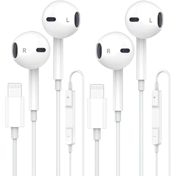 2 Pack Headphones for iPhone Wired Earbuds with Built-in Microphone & Volume Control Nosie Reduction Earphones Compatible with iPhone 14/13/12/11/XR/XS/X/8/7/SE/Pro/Pro Max, Support All iOS System
