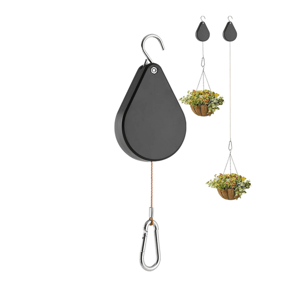 Easy To Use Auto Lock Plant Pulleys Black 1Pcs For Hanging Garden Baskets