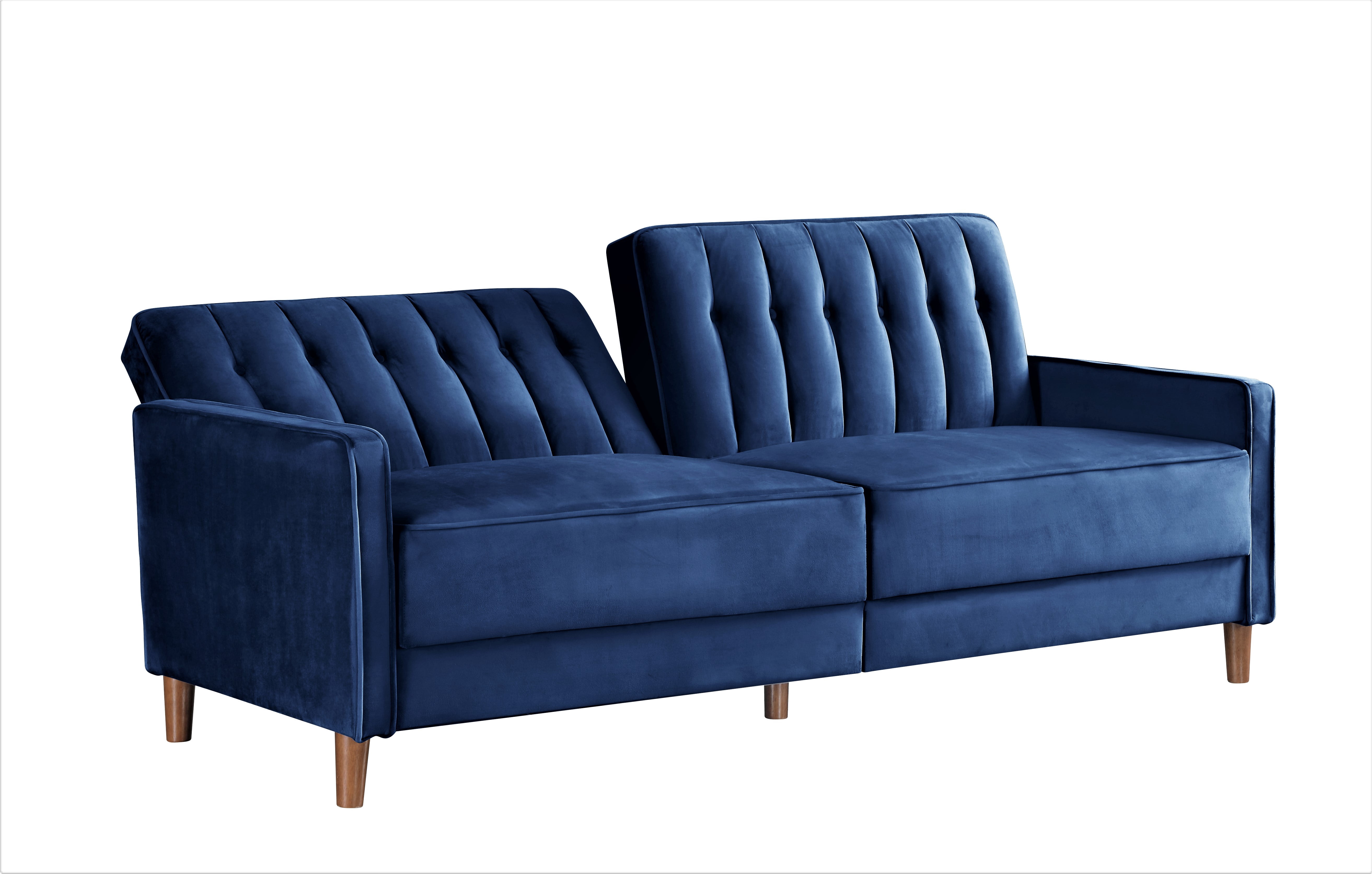 Uspridefurniture Cornell 81'' Velvet Square Arm Sleeper,Blue