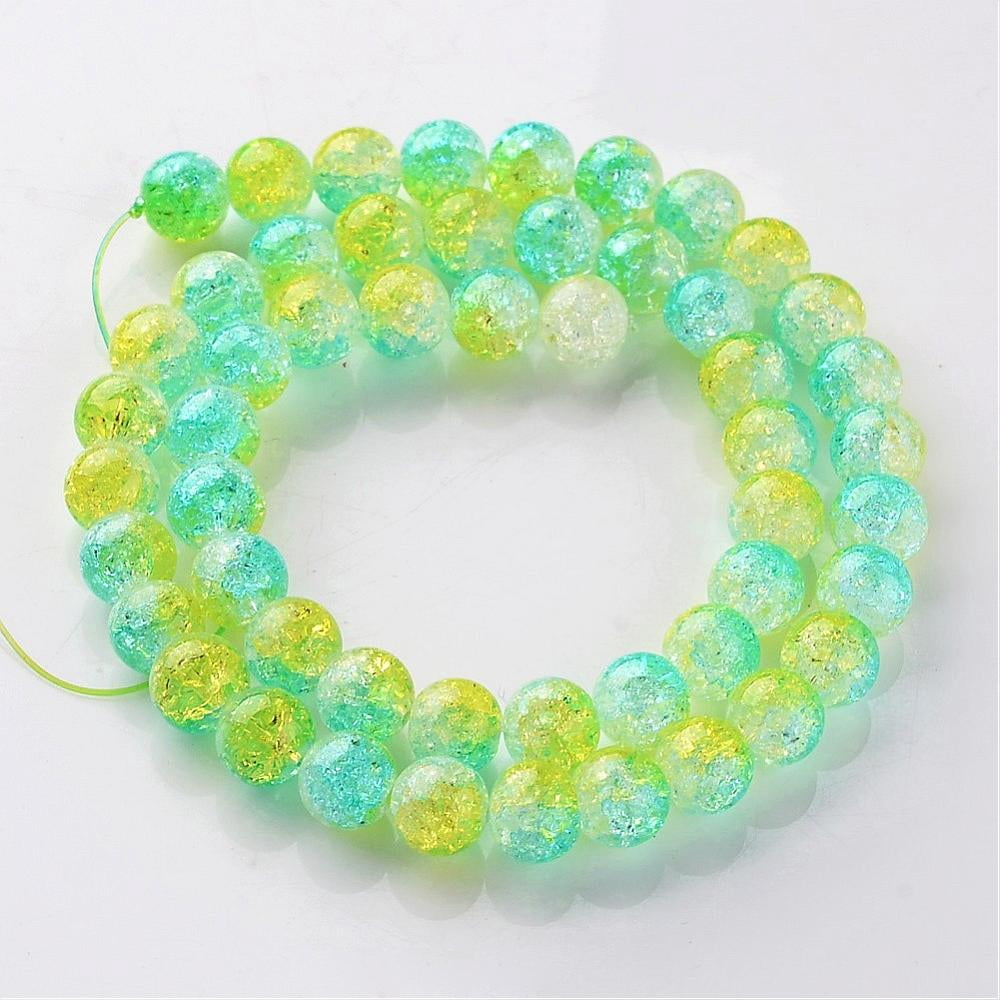 10 strand Crackle Glass Round Bead Strands Mixed color 8mm Hole: 1mm 49pcs/strand 14.5 inch