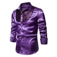 thumbnail image 2 of Camisa brillante para hombre Camisa delgada casual Camisa Tops Ropa de club Disfraces, opciones de color y tamaño XL púrpura Macarena Camisa de lentejuelas maciza para hombre, 2 of 8
