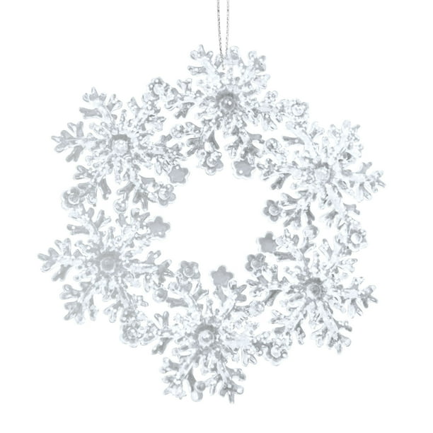 Colgante de Copo de Nieve de Reno de Árbol de Navidad de Acrílico Transparente, Adorno Colgante Pequeño para Árbol de Navidad.