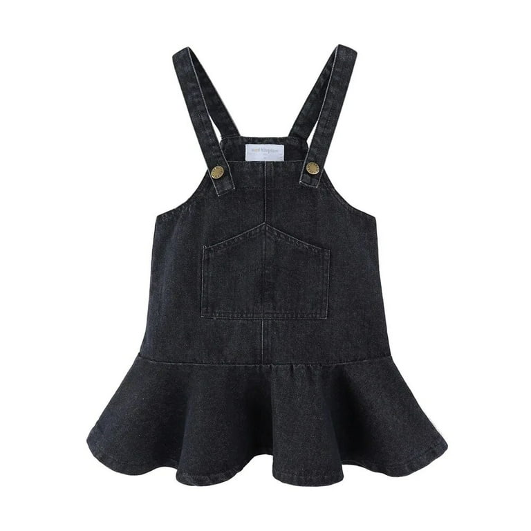 Mudkingdom Little Girls Dresses Denim Overalls Loose Girl Skirtall Jumper Plain Pinafore Mini Dress Toddler Girl Spring Clothes SH