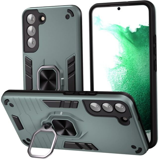 HAHDAXIA Compatible with Galaxy S22 Plus 5G Case, with 360° Metal Rotating Ring Kickstand (Support Magnetic Car Mounts) Dual Layers Shockproof Cover Case for Galaxy S22 Plus 6.6 inch (Dark G
