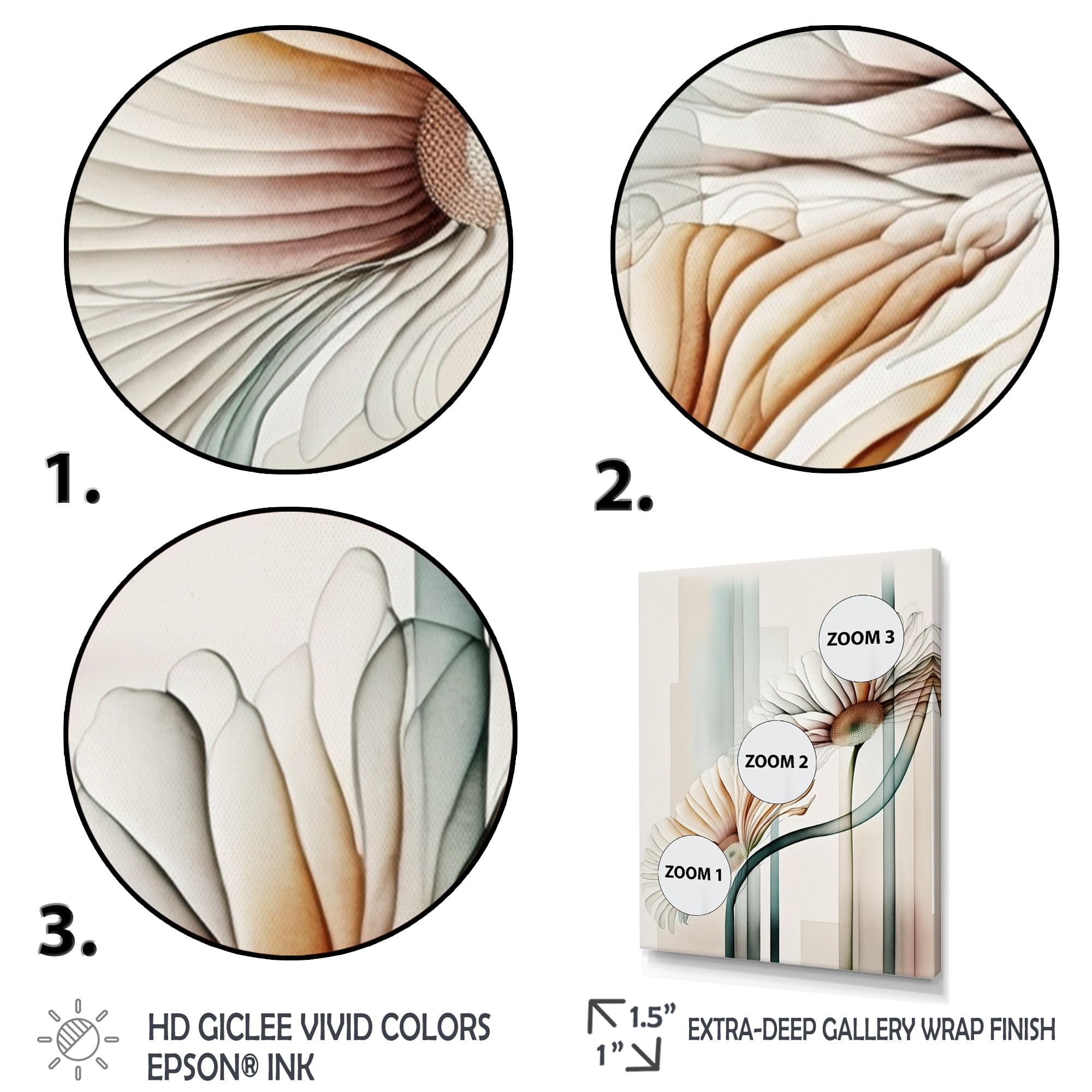 Designart White Gerber Flowers Hyperrealistic IV Canvas Wall Art