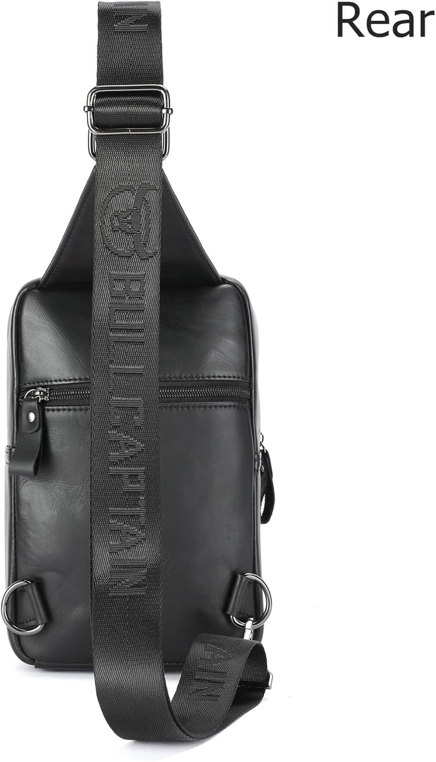 BULLCAPTAIN Men's Leather Samll Crossbody Backpack Sling Chest Bag for Hiking Travel