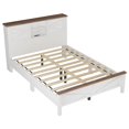 thumbnail image 3 of Miekor Furniture Farmhouse Platform Bed with Double Sliding Barn Door, Queen Size Rustic Wood Bed with Charging Station, Wood Slats Support, White& Brown W5UAAK, 3 of 9