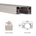 thumbnail image 2 of WAC Lighting H Track 120V Aluminum T-Shape Connector in Brushed Nickel, 2 of 3