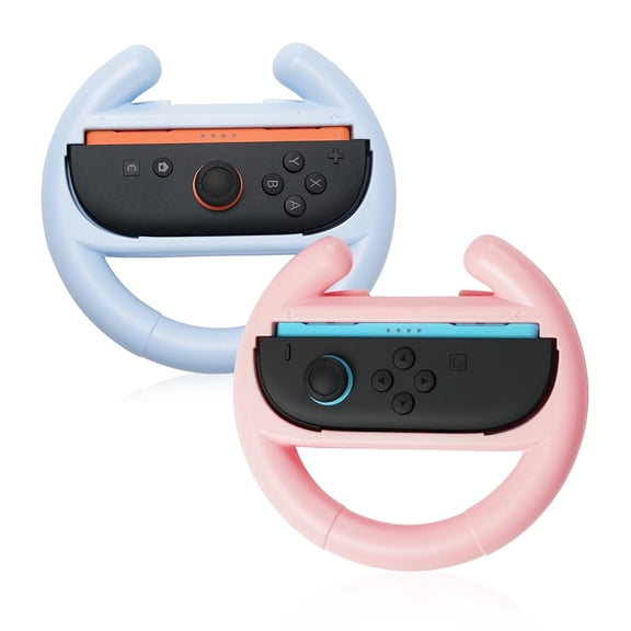 GeekShare Steering Wheel for Switch 2 (2025) JoyCon Controllers, 2 Pack Blue and Pink