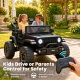 thumbnail image 2 of 24V Jeep Wrangler Rubicon Ride On Car 2 Seaters for Big Kids, Powered Ride On w/4 Wheels Spring Suspension, Parent Remote Control, LED Lights, Bluetooth, MP3, Ride On Toy for Ages 3-8, 2 of 9