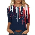 thumbnail image 2 of lcziwo Womens Memorial Shirts Plus Size Cotton Comfortable American Flag 3/4 Sleeve Tee Patriotic Printed Summer Basic Crew Neck T Shirt Navy XXXXXL, 2 of 5