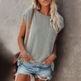 thumbnail image 2 of TopLLC Hauts Décontractés pour Femmes Grande Taille Col Rond Manches Courtes T-Shirt Surdimensionné Épaules Tombantes, 2 of 5