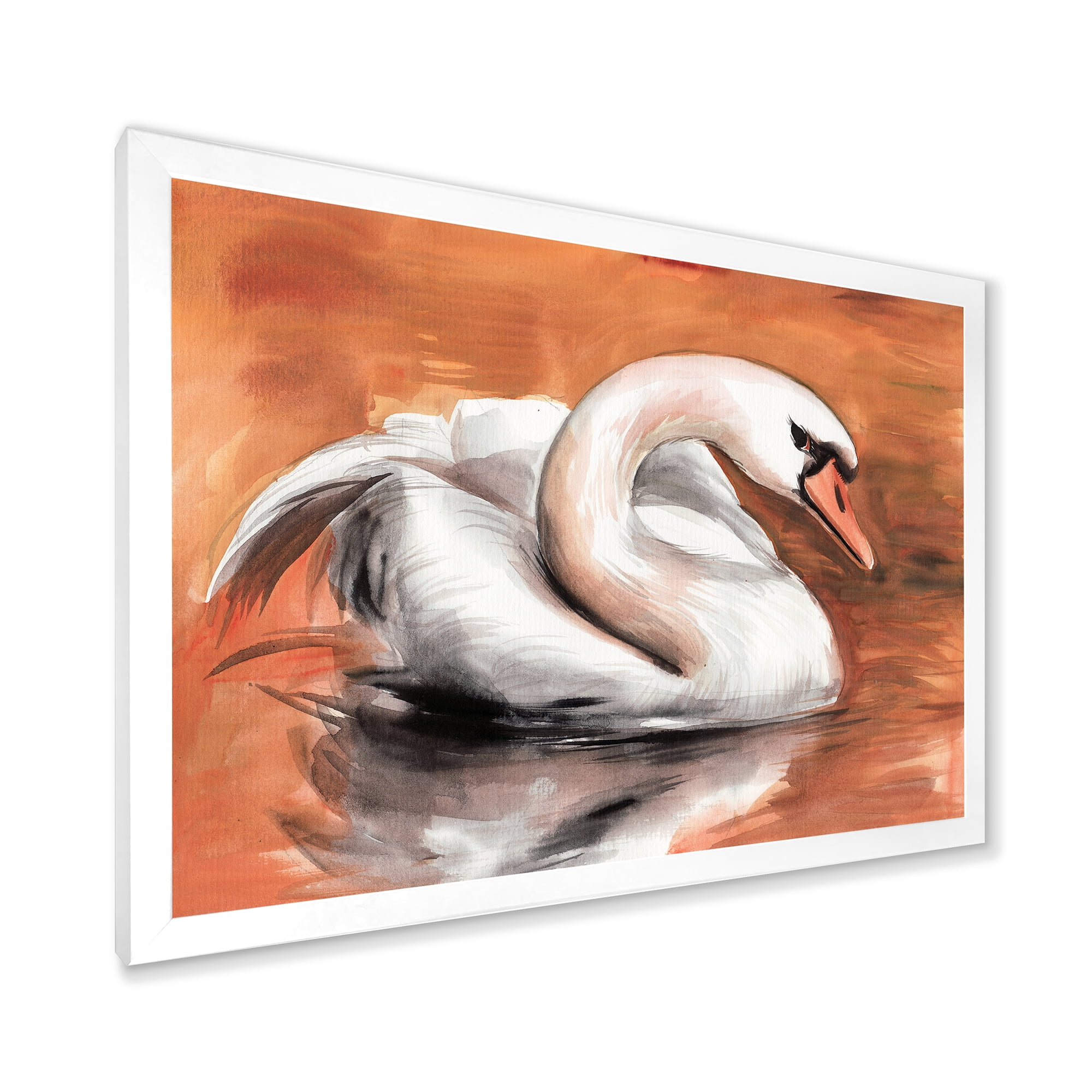 Designart 'Close Up Swan On The Water' Traditional Framed Art Print