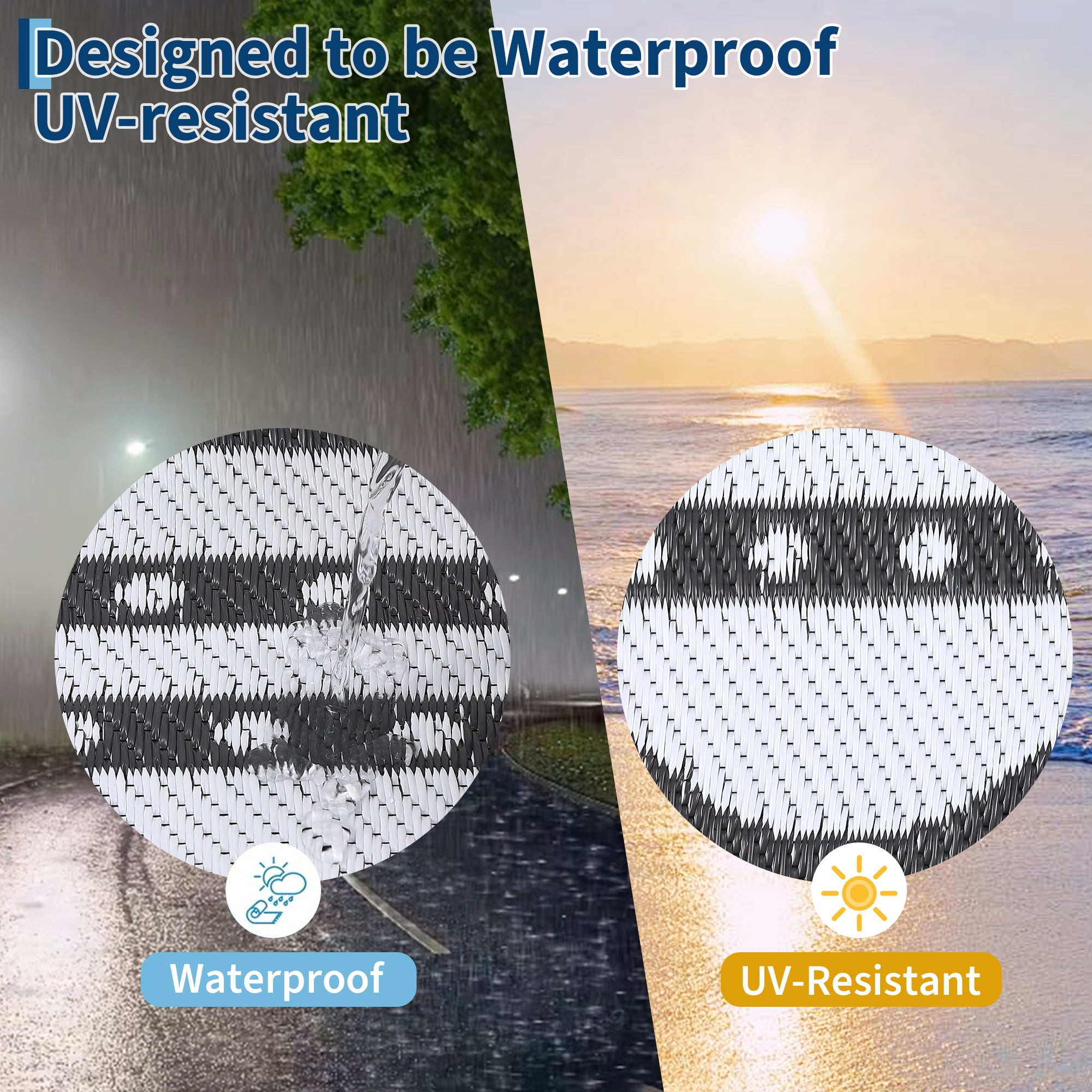 Waterproof Outdoor Rug – Reversible Plastic Mat for Camping, RV, Patio, Deck, Backyard, Balcony, Picnic – Easy Clean, Fade Resistant, Lightweight & Portable