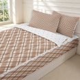 thumbnail image 3 of Manfei Modern Checkered Zipper Twin Comforter Sets with Fitted Sheet and 2 Pillowcases,Geometric Check Zipper Bedding Set,Brown White,Reversible,4pcs, 3 of 8