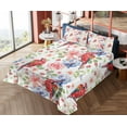 thumbnail image 4 of Ambesonne Colorful Fitted & Top Sheet Set with Shams, Parrots Iris and Roses, Multicolor, 4 of 5