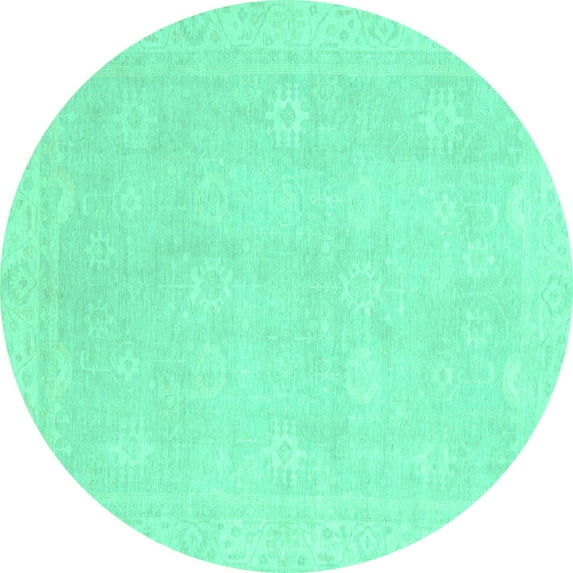 Ahgly Company Indoor Round Abstract Turquoise Blue Modern Area Rugs, 4' Round