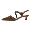 thumbnail image 5 of FSJ Women Comfort Pointed Closed Toe Slingback Pumps Kitten Low Heel Ankle Strap Buckled Sandals Office Work Shoes Size 12 Brown, 5 of 5
