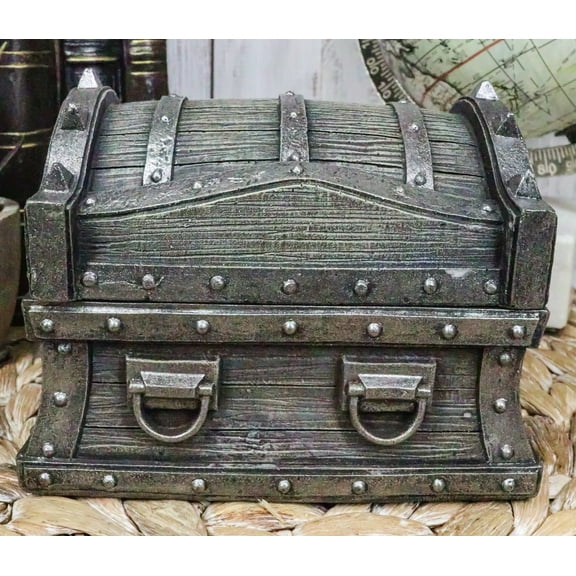 Caribbean Barbarian Pirate Davy Jones Spiked Treasure Chest Small Decorative Box