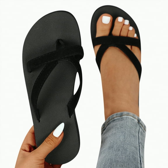 CAICJ98 Sandals for Women Summer Flat Slide Sandals for Women Comfortable Casual Beach Shoes Flip Flops Sandals,Size 9