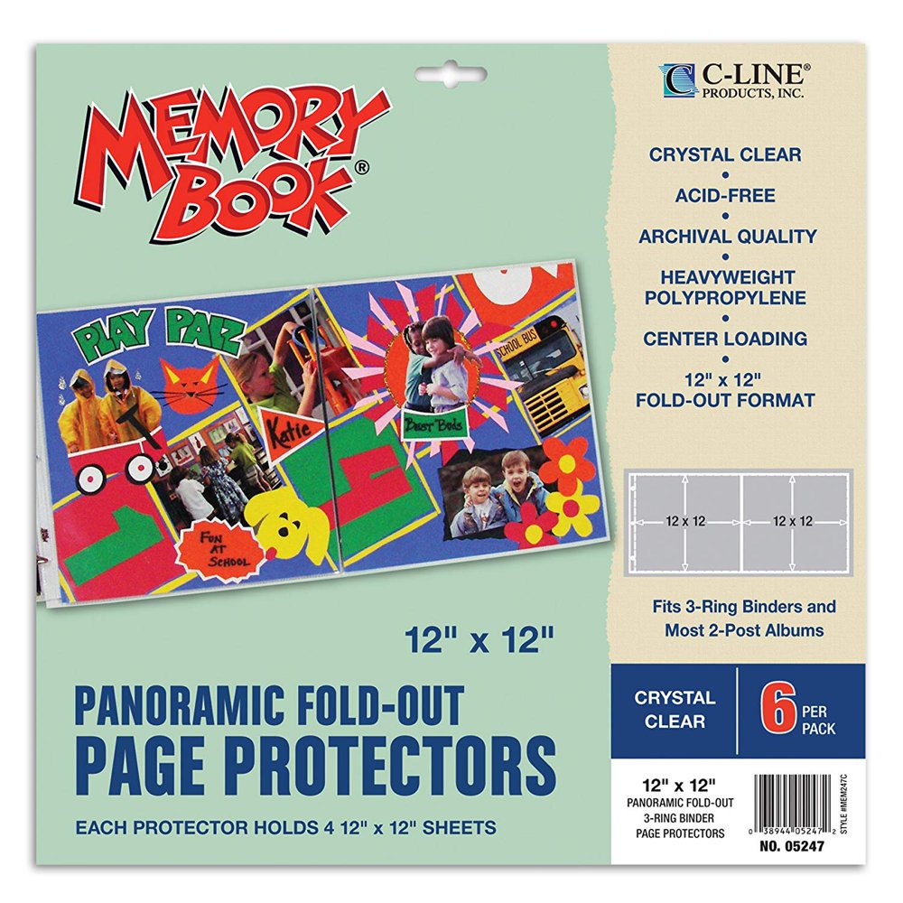 CLine Memory Book Panoramic FoldOut Scrapbook Page Protectors, Center