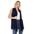 thumbnail image 4 of Women's Casual Solid Comfy Sleeveless Draped Open Front Cardigan S-3XL, 4 of 5