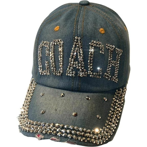 Popfizzy Bling Coach Hat with Rhinestones for Women, Best Cheer Coach Hat, Soccer Coach, Baseball Coach, Sports Coach Gifts