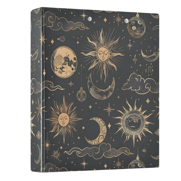 ALAZA Sun Crescent Moon Cloud 3 Ring Binder 1.5 Inch Three Ring Office Binders w/ clipboard & 3 pockets, Hold 200 Sheets, 1 pc
