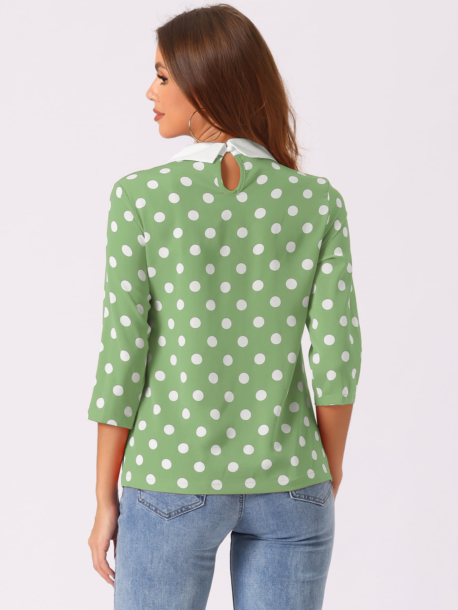 DARING DIVA Blouses 3/4 Sleeves Solid Office Work Tops M Greens