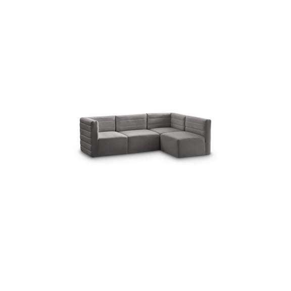 Meridian Furniture Quincy Grey Velvet Modular Sectional