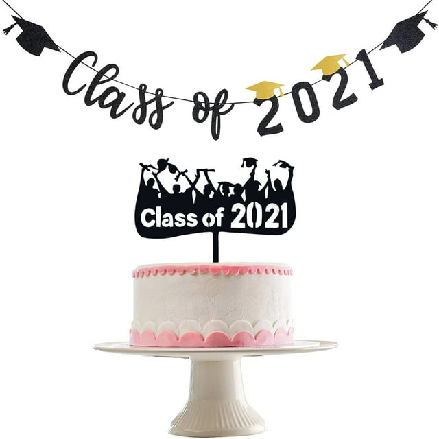 Oleegame 1PC Cookie Mold Of P 2021 Party TopperGlitter DecorationsClass 2021 Graduation Cake Graduation Home Decor Black
