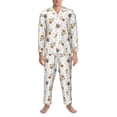 thumbnail image 3 of Honeii Bees And Flowers Pattern Mens Pajamas Set,2pcs Men's Lounge Long Sleeve Sleep Shirt and Pajama Bottoms Sleepwear Set,Mens Pjs Sets-XX-Large, 3 of 7