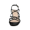 thumbnail image 5 of BLISSFUL STEP Women's Square Toe Knots Ankle Strap Block Heels Sandals Lime Black 6.5, 5 of 7