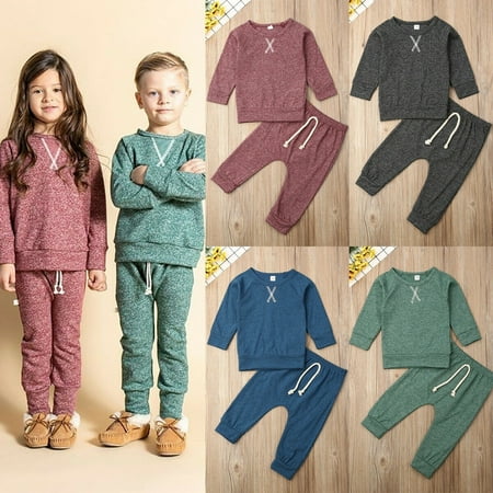 

Unisex Baby Autumn Outfits Long Sleeve Solid Color Coton Tops + Pants Two Piece Minimalist Clothes Set for Newborn Infant