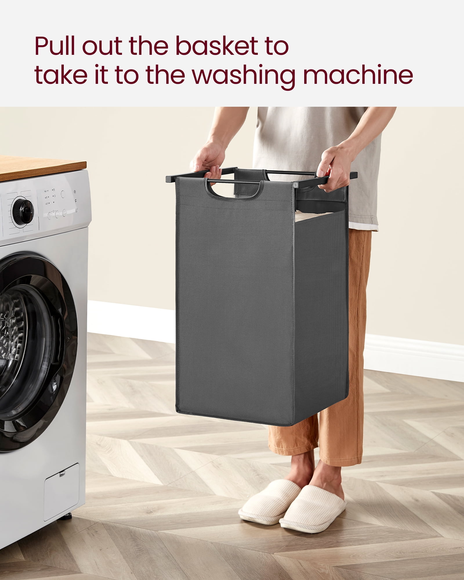 46L Laundry Hamper with Shelf Laundry Basket Laundry Sorter with 2 Pull-Out and Removable Bags Shelf Gray
