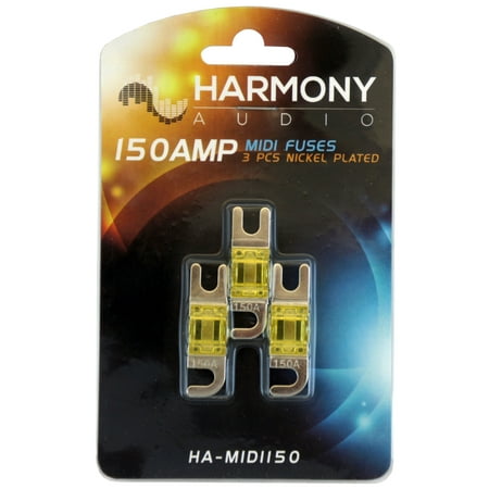 Harmony Audio HA-MIDI150 Car Stereo Fuseholder 3 Pack 150 Amp MIDI Fuses