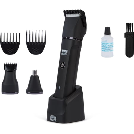 Groom Essentials Full Body Grooming Trimmer for Men, USB-C Hair Trimmer & Clipper Kit, Black